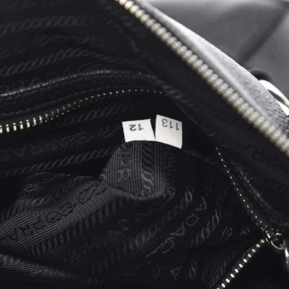 PRADA Vitello Daino Hobo in Black Leather with Silver Hardware